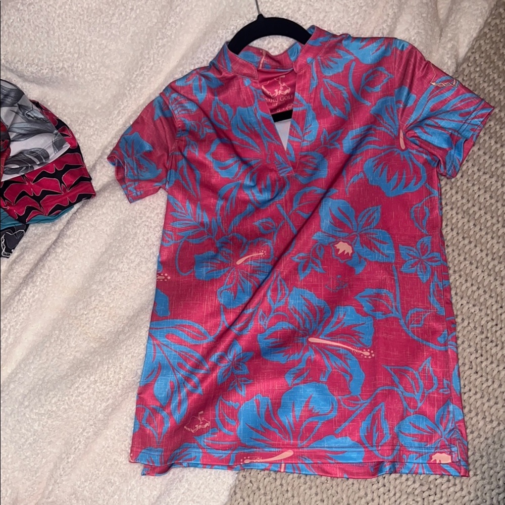 Vibrant Pink and Blue Floral Top